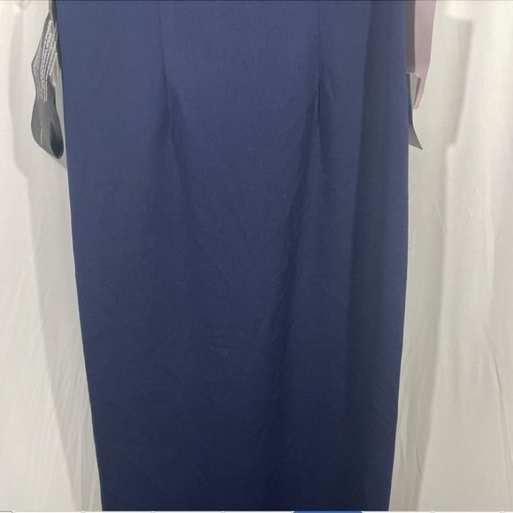 NWT JS‎ Collections [ 4 ] Crochet Embroidered Illusion Gown in Navy #Q261 - Picture 8 of 15